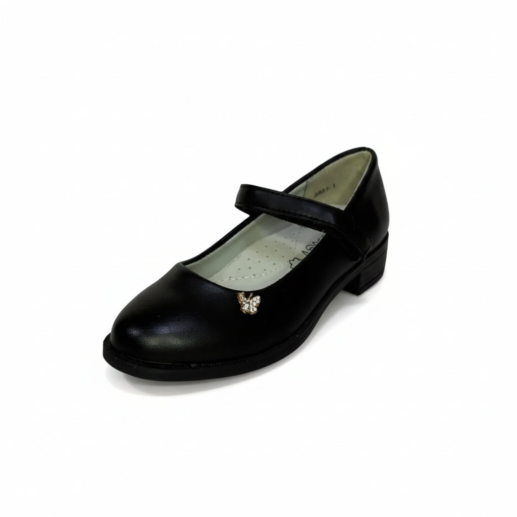 преден изглед на черни елегантни обурки за момиче комет