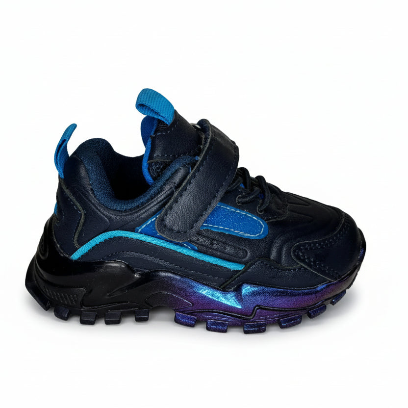 сини маратонки за бебе/момче с велкро лепенка клиби страничен изглед