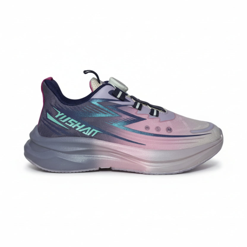 маратонки за момиче апава с копче страничен изглед лилаво-розови