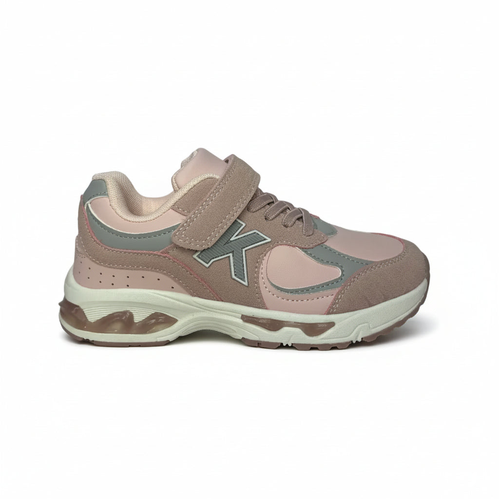 маратонки за момиче с велкро от еко кожа и велур модел 123
